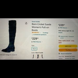 Beautiful Born Black Suede tall boots. Size 8M, side half-zip. Luscious!